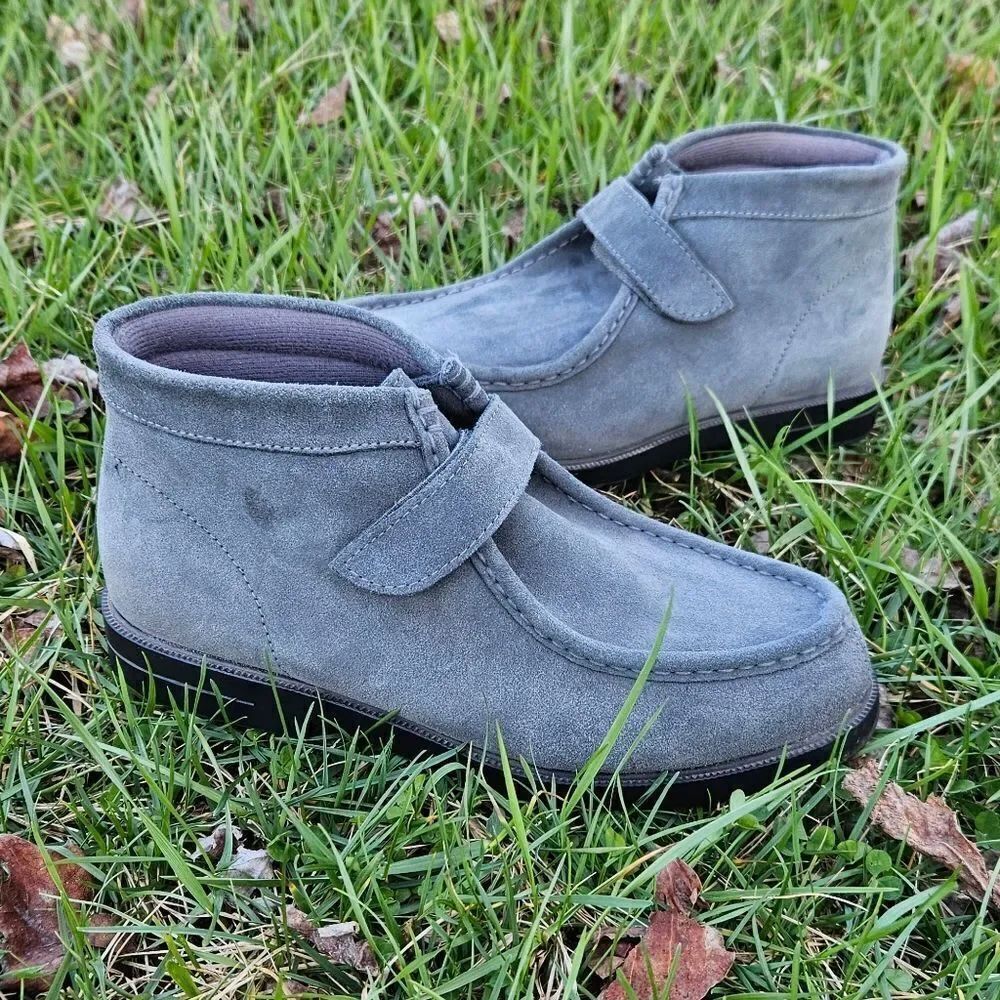 NWOT Haband Casual Joe Gray Suede Leather Moccasin Boots Size 8.5